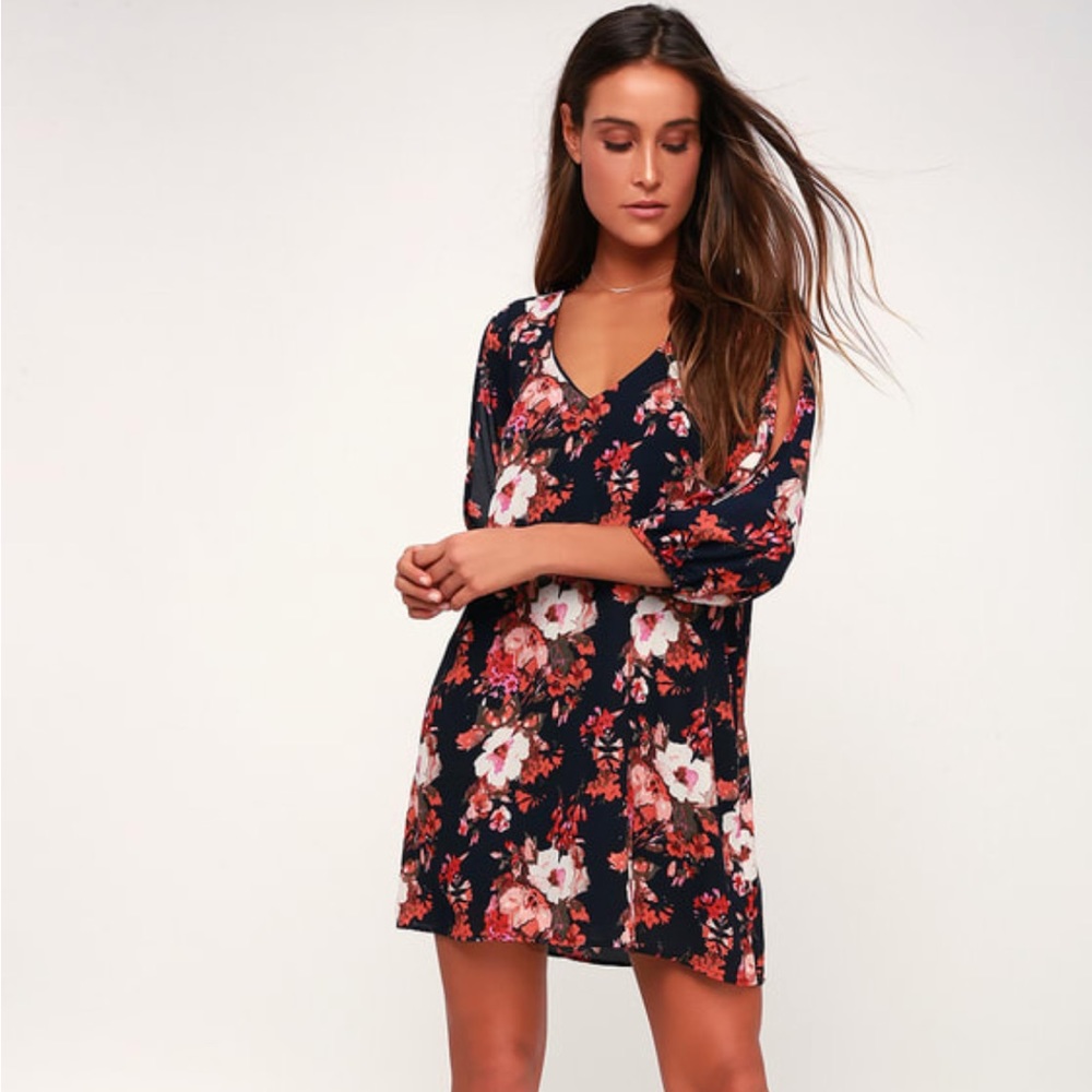 Lulus Navy Floral Dress